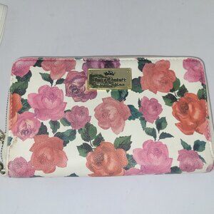 Juicy Couture Romantic White Red Rose Wallet - Wristlet - Zip Around Clutch Bag